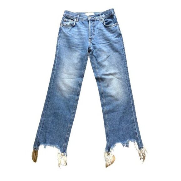 Free People Jeans Womens 24x26 Ripped‎ Button Fly Straight We The Free Thrashed - Picture 1 of 9